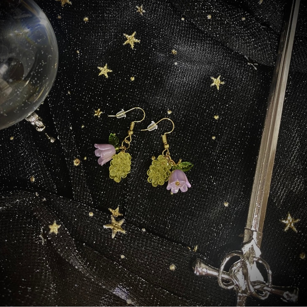 Lilac & Gooseberries Yenn Earrings Fantasy Medieval Witcher Inspired Handmade